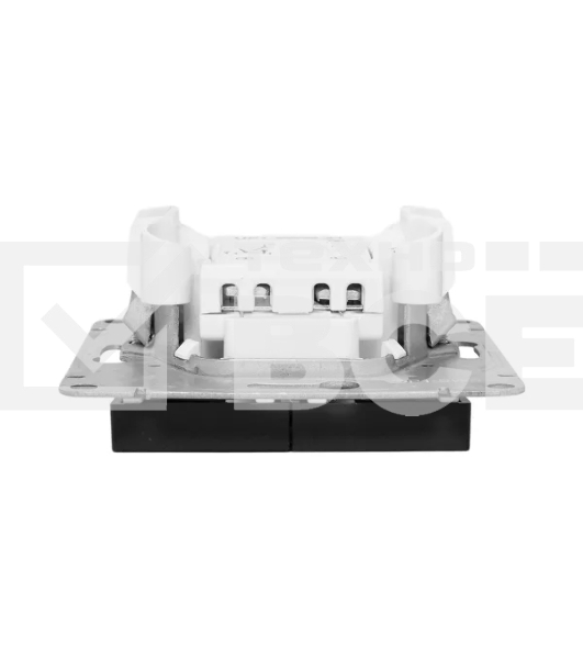 Механизм выключателя EKF UP1-SWB-24 двухклавишный, с подсветкой, черный Эпика