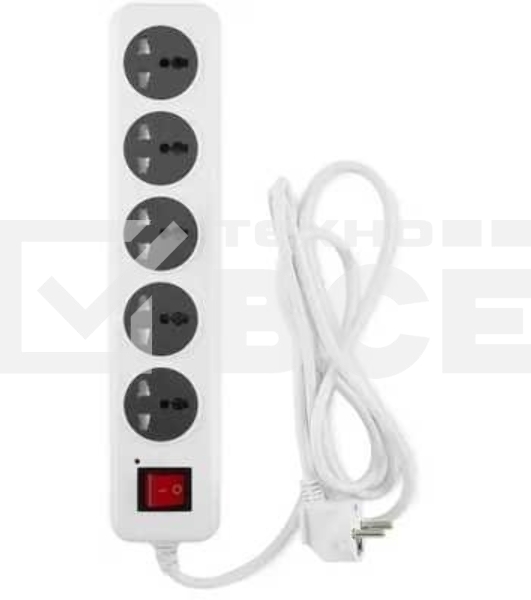 Сетевой фильтр Buro 500UNH-3-WG 3м, 5 розеток, белый/серый, коробка