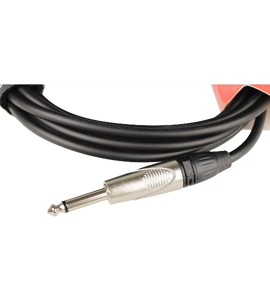 Кабель гитарный FORCE FGC-09/31/4' TS Jack - 1/4' TS Jack, высококачественный, малошумящий с проводниками из безкислородной меди OFC, диаметр 6 мм, профессиональные металлические разъемы, длина 3 м, цвет черный