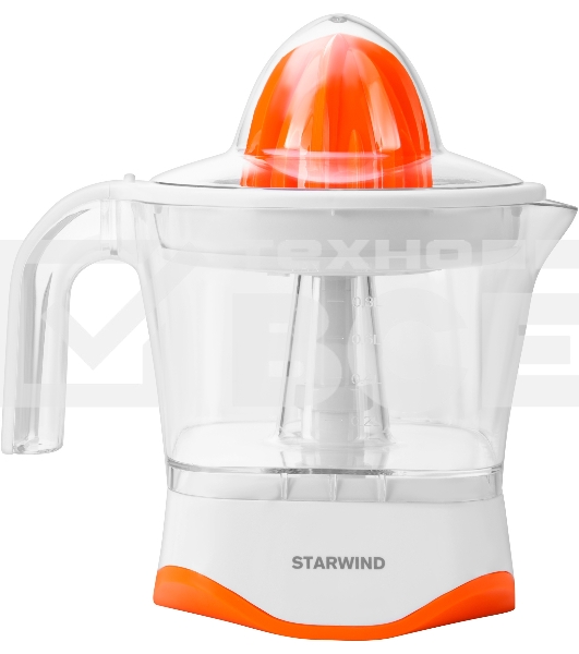 Соковыжималка цитрусовая Starwind SJ 1231 30Вт рез.сок.:1мл. оранжевый/прозрачный