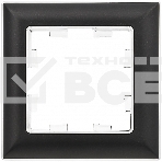 Рамка 1-местная IEK BRITE РУ-1-Бр DECOR черный/хром 3D-форма, фото 1