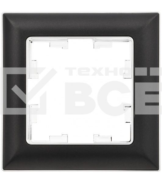 Рамка 1-местная IEK BRITE РУ-1-Бр DECOR черный/хром 3D-форма