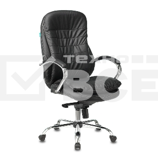 Кресло руководителя Бюрократ T-9950/BLACK черный, кожа, крестовина хром