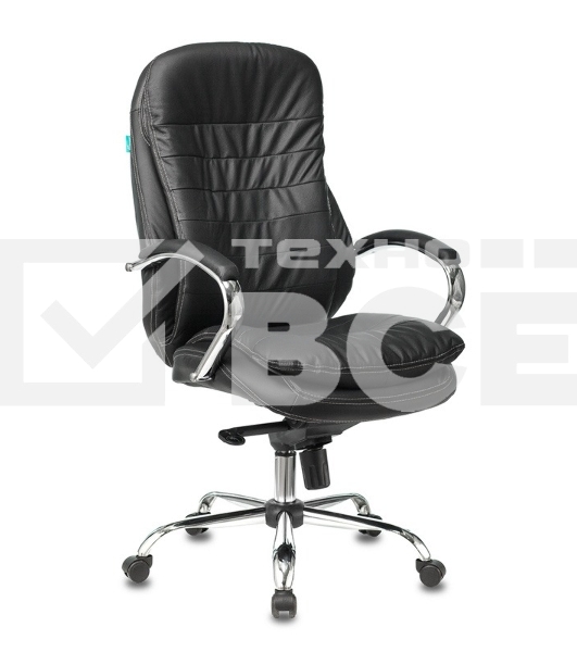 Кресло руководителя Бюрократ T-9950/BLACK черный, кожа, крестовина хром
