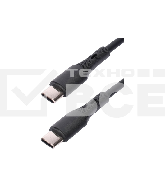 Кабель USB2.0 Cablexpert CC-USB2S-CMCM-1M-BK Type-C/Type-C, 3А, 65Вт, PD/QC3.0, силиконовый, 24 AWG, медь, 1м, черный, пакет