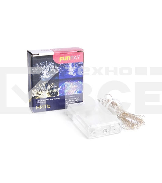 Гирлянда светод. Funray Нить, SE-STRING-550P, 5м, 50 LED, фиолетовый, 3xАА, серебр. шнур 0,3м