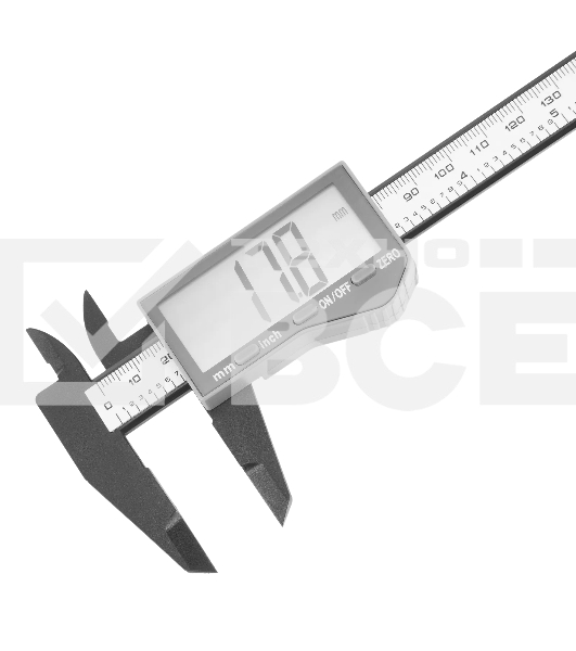 Штангенциркуль пластиковый Denzel 150 мм, электронный, большой дисплей, с глубиномером