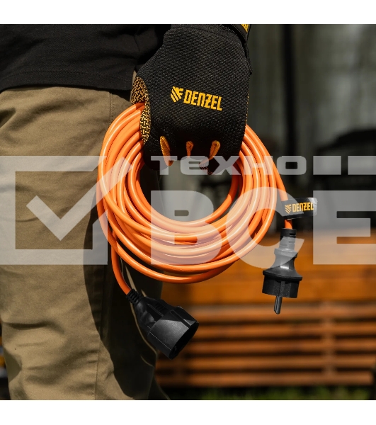 Удлинитель-шнур силовой Garden Series Denzel ПВС, 10 м, 1 розетка 3x1,5 мм