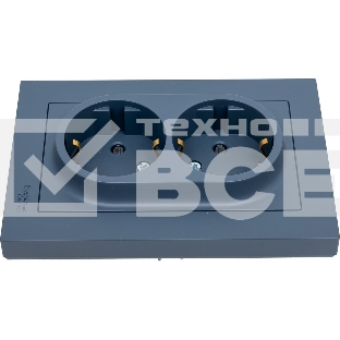 Розетка SE AtlasDesign двойная, с/з, со шторками, 16А, в сборе, грифель