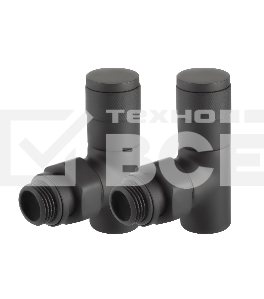 Набор дизайн-вентилей PIANO, угловой черный 1/2