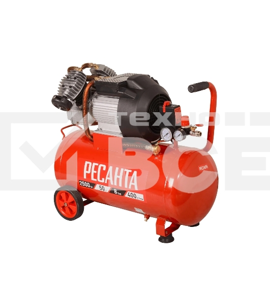 Компрессор поршневой Ресанта КП-50/400М масляный 400л/мин 50л 2500Вт красный/черный