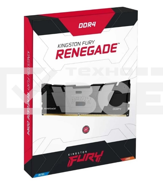Оперативная память Kingston Fury Renegade, DDR4, 32GB (4x8GB), 3600MHz, CL16, чёрный, радиатор