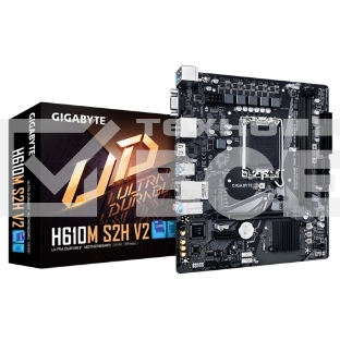 Материнская плата Gigabyte H610M S2H V2, LGA 1700, Intel H610, 2xDDR5, 4xSATA, 1xM.2, 1xPCIe 4.0 x16, 1xPCIe x1, 1xHDMI, 2xDP, 1xD-Sub, 1x 1Gb LAN, 2xUSB-A 3.2 Gen 1, 4xUSB-A 2.0, 3x 3.5 мм, 7.1, mATX