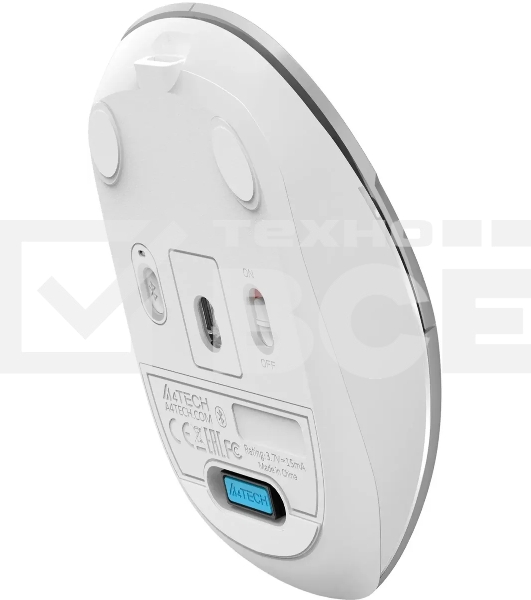 Мышь беспроводная A4Tech Fstyler FB26CS Air2 серебристый/белый, 2000 dpi, радиоканал, Bluetooth, USB, кнопки - 4