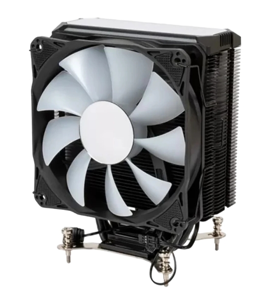 Кулер для процессора Eurocase 4PI120ARGB черный, 120 мм, алюминий/медь, 1800 об/мин, 36 дБ, 4 pin, 180 Вт, 157 мм