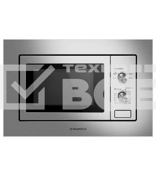 Микроволновая печь встраиваемая Maunfeld MBMO820MS03 нержавеющая сталь, 20 л, 1250 Вт, переключатели - поворотный механизм