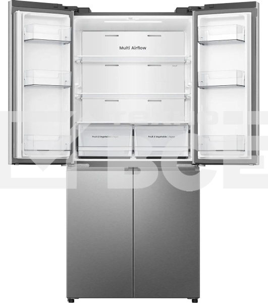 Холодильник Hisense RQ5P470SEI1 трехкамерный, серый, 331/199, морозилка снизу, Total No Frost, Side-by-Side