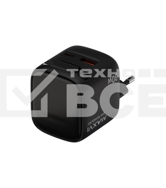 Сетевое зарядное устройство Maxvi SFC-330GN Type-C\USB 30W PD QC3.0 черный