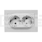 Розетка 2-м EKF UP1-SOA-210 СП Эпика 16А с заземл. без защ. шторок с рамкой механизм алюм., фото3