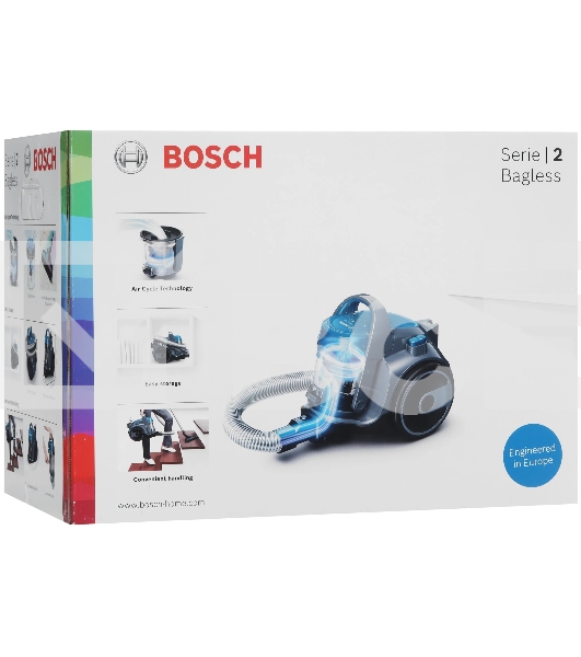 Пылесос Bosch BGS05A220 синий/серый, 700 Вт, уборка сухая, пылесборник контейнер 1.5 л