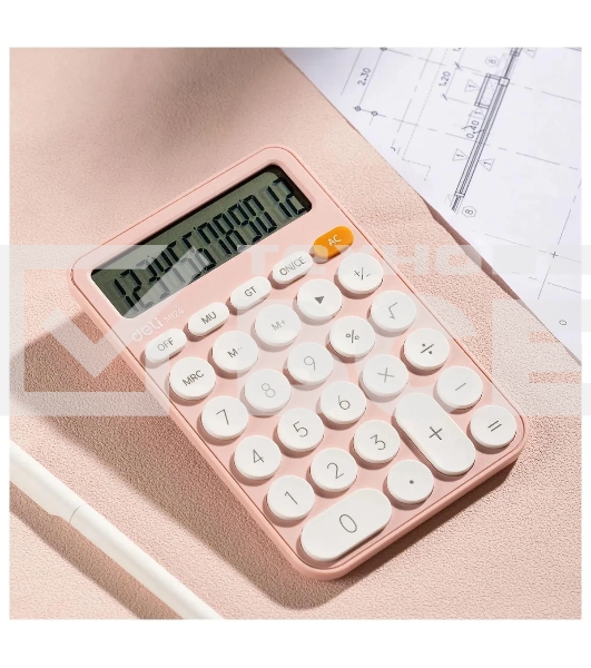 Калькулятор настольный Deli EM124PINK розовый 12-разр.