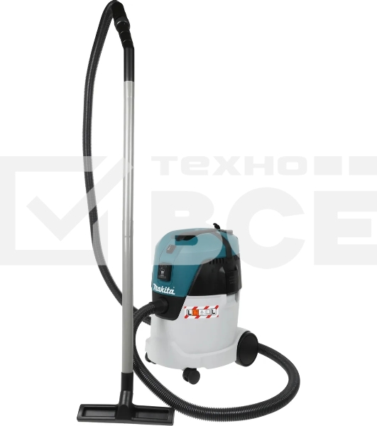 Строительный пылесос Makita VC2512L серый, 1000 Вт, уборка сухая/влажная, пылесборник мешок/контейнер, 25 л