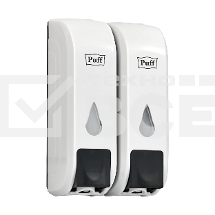 Дозатор для жидкого мыла пластиковый puff-8108 белый с черной кнопкой, 350+350 мл, 22х9х14 см