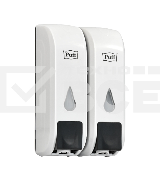 Дозатор для жидкого мыла пластиковый puff-8108 белый с черной кнопкой, 350+350 мл, 22х9х14 см