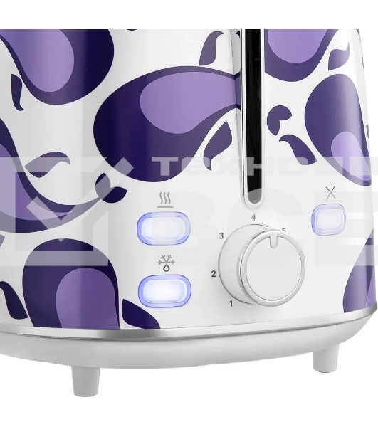 Тостер Kitfort КТ-6863 1080Вт белый/фиолетовый