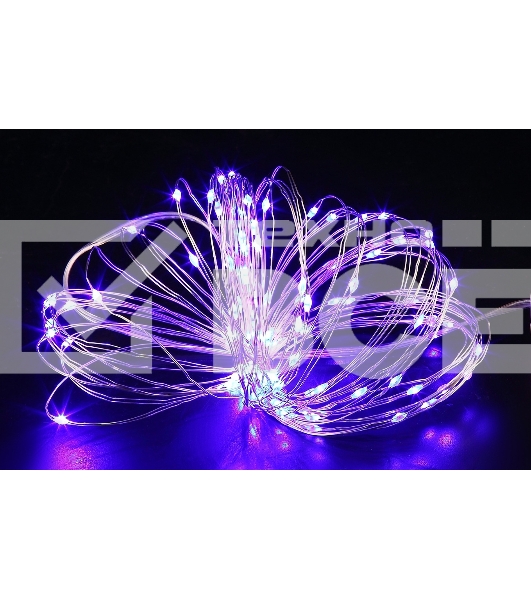 Гирлянда светод. Funray Нить, SE-STRING-550P, 5м, 50 LED, фиолетовый, 3xАА, серебр. шнур 0,3м