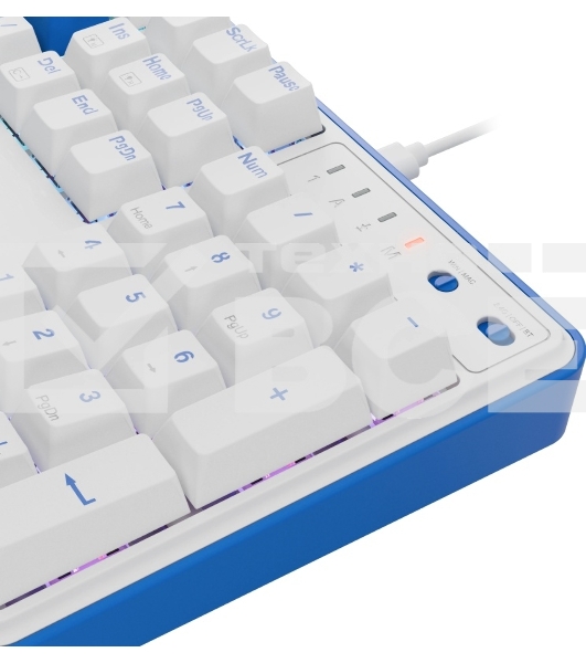 Клавиатура беспроводная Redragon Faye Pro RU,RGb,бел/син,BT+2.4G,гаскет 1