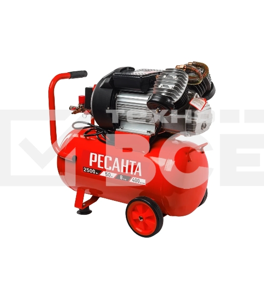 Компрессор поршневой Ресанта КП-50/400М масляный 400л/мин 50л 2500Вт красный/черный