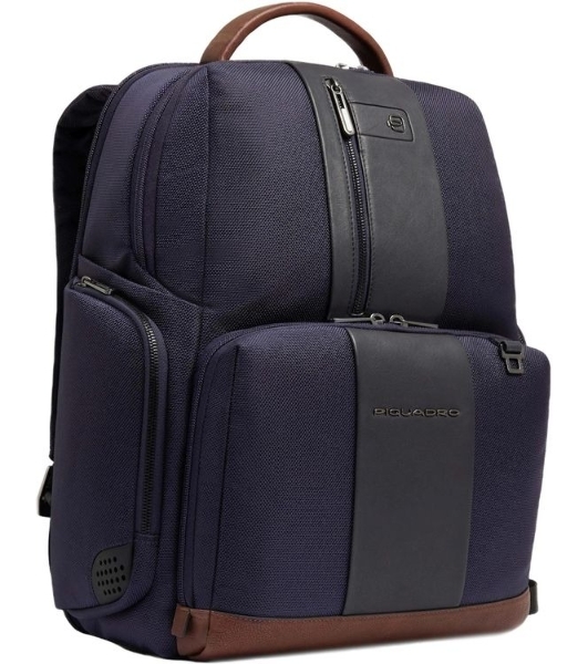 Рюкзак мужской Piquadro Brief2 CA4439BR2BM/BLUCU темно-синий/коричневый нейлон/натур.кожа