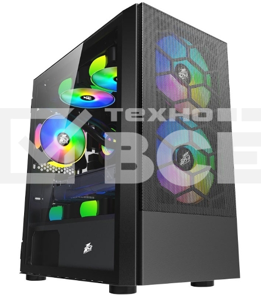 Компьютерный корпус 1STPLAYER FIREBASE X4-M Black / mATX, TG / 1x120mm & 2x140mm LED fans inc. / X4-M-BK-2F1P-1F1