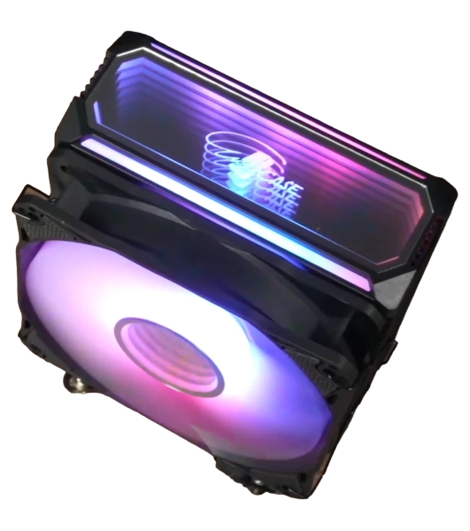 Кулер для процессора Eurocase 4PI120ARGB черный, 120 мм, алюминий/медь, 1800 об/мин, 36 дБ, 4 pin, 180 Вт, 157 мм