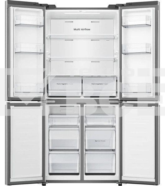 Холодильник Hisense RQ5P470SEI1 трехкамерный, серый, 331/199, морозилка снизу, Total No Frost, Side-by-Side