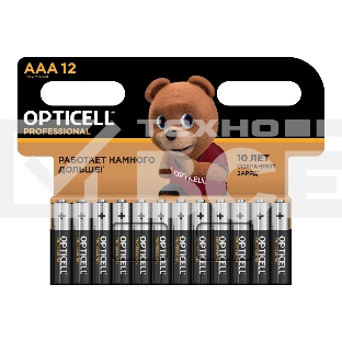 Элемент питания алкалиновый AAA/LR03 (блист. 12шт) Professional Opticell 5052006