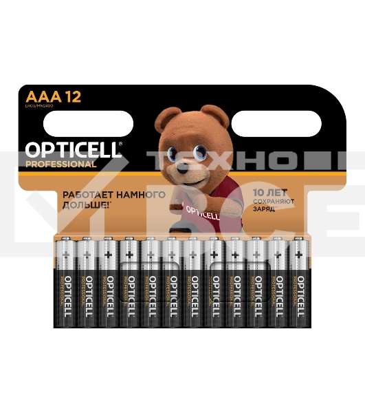 Элемент питания алкалиновый AAA/LR03 (блист. 12шт) Professional Opticell 5052006