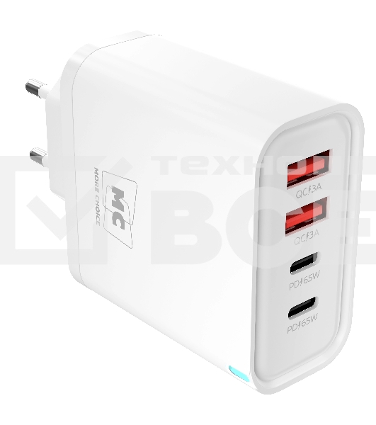 Сетевое зарядное устройство MORE CHOICE NC95 2USB+2Type-C 3.0A PD 65W, белый