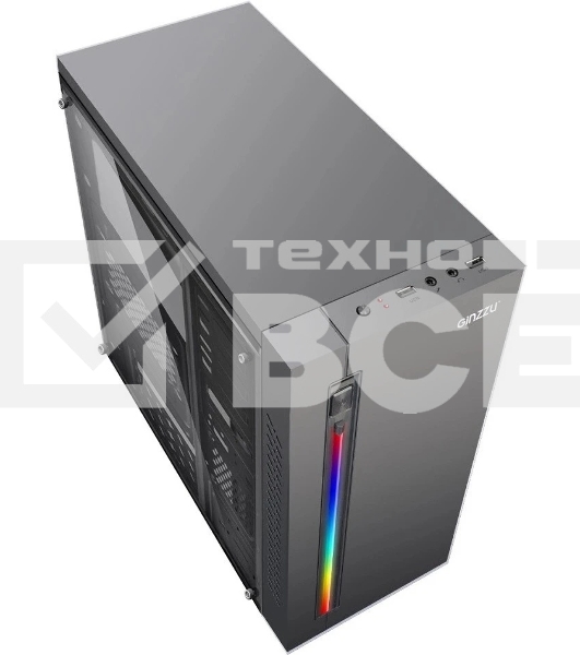 Компьютерный корпус MiniTower Ginzzu D370, RGb, Акриловое стекло, mATX, 2xUSB 2.0, черный, без БП, без вентиляторов