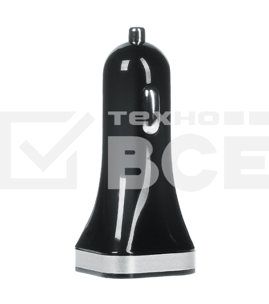 Автомобильное зарядное устройство QUMO 2A, 2 USB, 1A+1A черный, кабель Apple 8 pin в комплекте