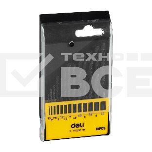 Набор сверл по металлу HSS (1,5-6,5мм, 13 шт) Deli DH-MHZ013-ED1 пластиковый кейс