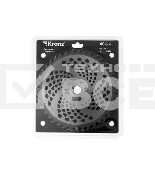Диск для триммера Kranz 230x25,4мм, толщина 1,3мм, 40 зубьев