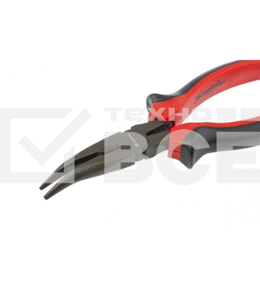 Длинногубцы Matrix black nickel 160 мм изогнутые, двухкомпонентные рукоятки