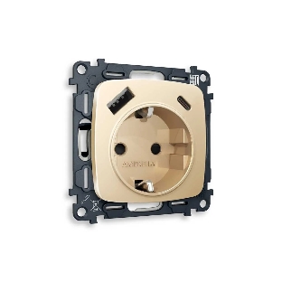Комплект механизма электрической розетки OMEGA Шампань 2USB A+C 20W (быстрая зарядка) с/з QUANT (OP6100, VM160) MO610010