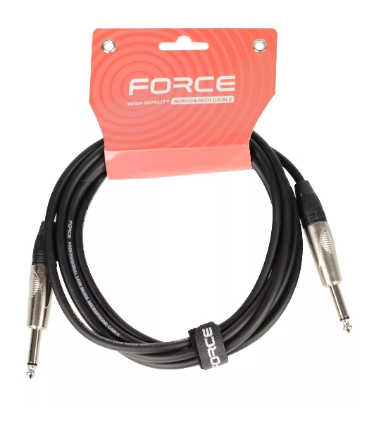 Кабель гитарный FORCE FGC-09/31/4' TS Jack - 1/4' TS Jack, высококачественный, малошумящий с проводниками из безкислородной меди OFC, диаметр 6 мм, профессиональные металлические разъемы, длина 3 м, цвет черный