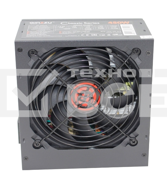 Блок питания Ginzzu CB450 12CM black,24+4p,PCI-E, 3*SATA, 2*IDE,оплетка MB, кабель питания