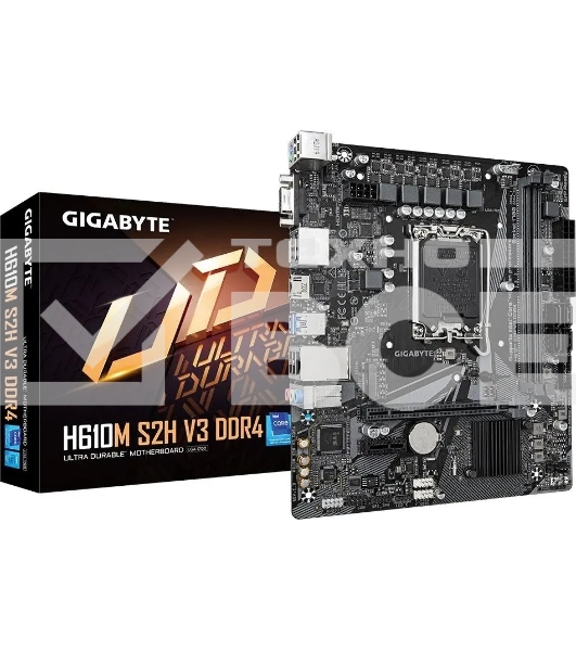 Материнская плата Gigabyte H610M S2H V3 DDR4, LGA 1700, Intel H610, 2xDDR4, 4xSATA, 1xM.2, 1xPCIe 4.0 x16, 1xPCIe x1, 1xHDMI, 1xDP, 1xVGA, 1x 1Gb LAN, 2xUSB-A 3.2 Gen 1, 4xUSB-A 2.0, 3x 3.5 мм, 7.1, mATX