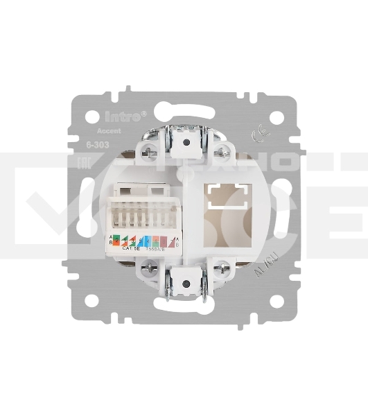 Розетка Intro Accent 6-303-09 информационная RJ45 IP20 СУ титан Б0063642