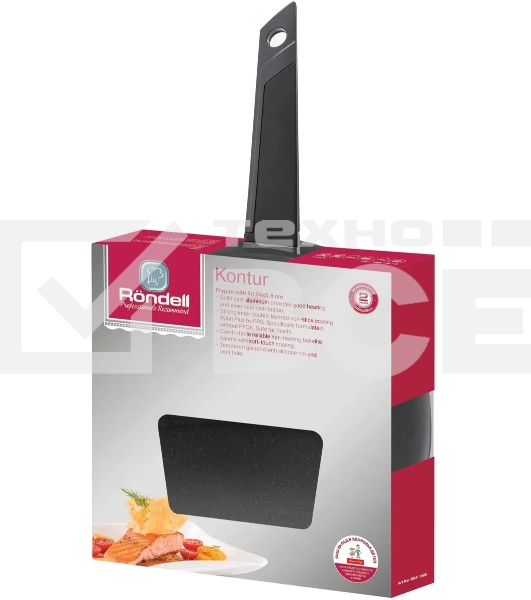Сковорода Rondell Kontur RDA-1487 круглая 26 см покрытие: Xylan Plus ручка несъемная (с крышкой) графитовый